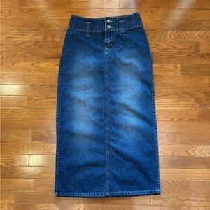 Squeeze by Stephen Hardy Vintage 90’s Denim Maxi Skirt with Side Slits